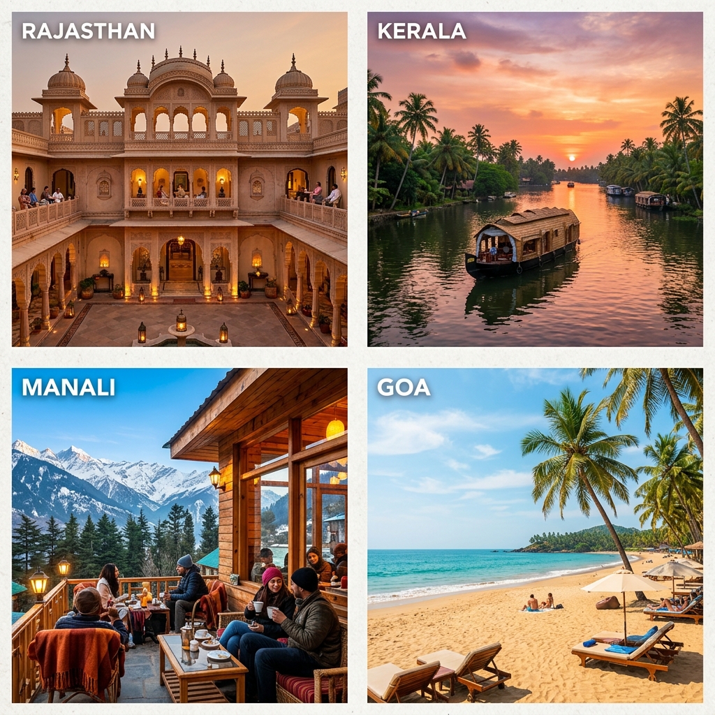 Travel photography collage across India